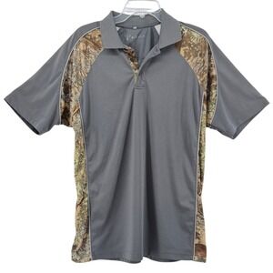 Kings Camo Mens Mountain Shadow Accent Performance Polo Shirt Grey Large
